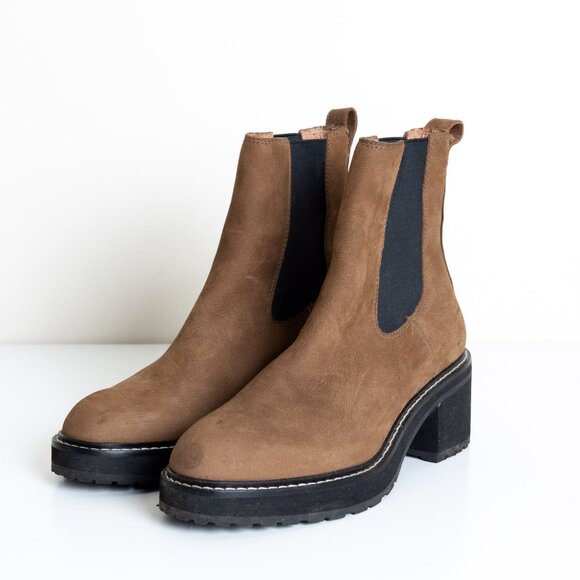 Madewell The Carina Platform Chelsea Boot Leather Brown Burled Wood - Picture 3 of 13